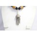Antique Necklace Sterling Silver Amber Beads Traditional Tribal Thread Old D705